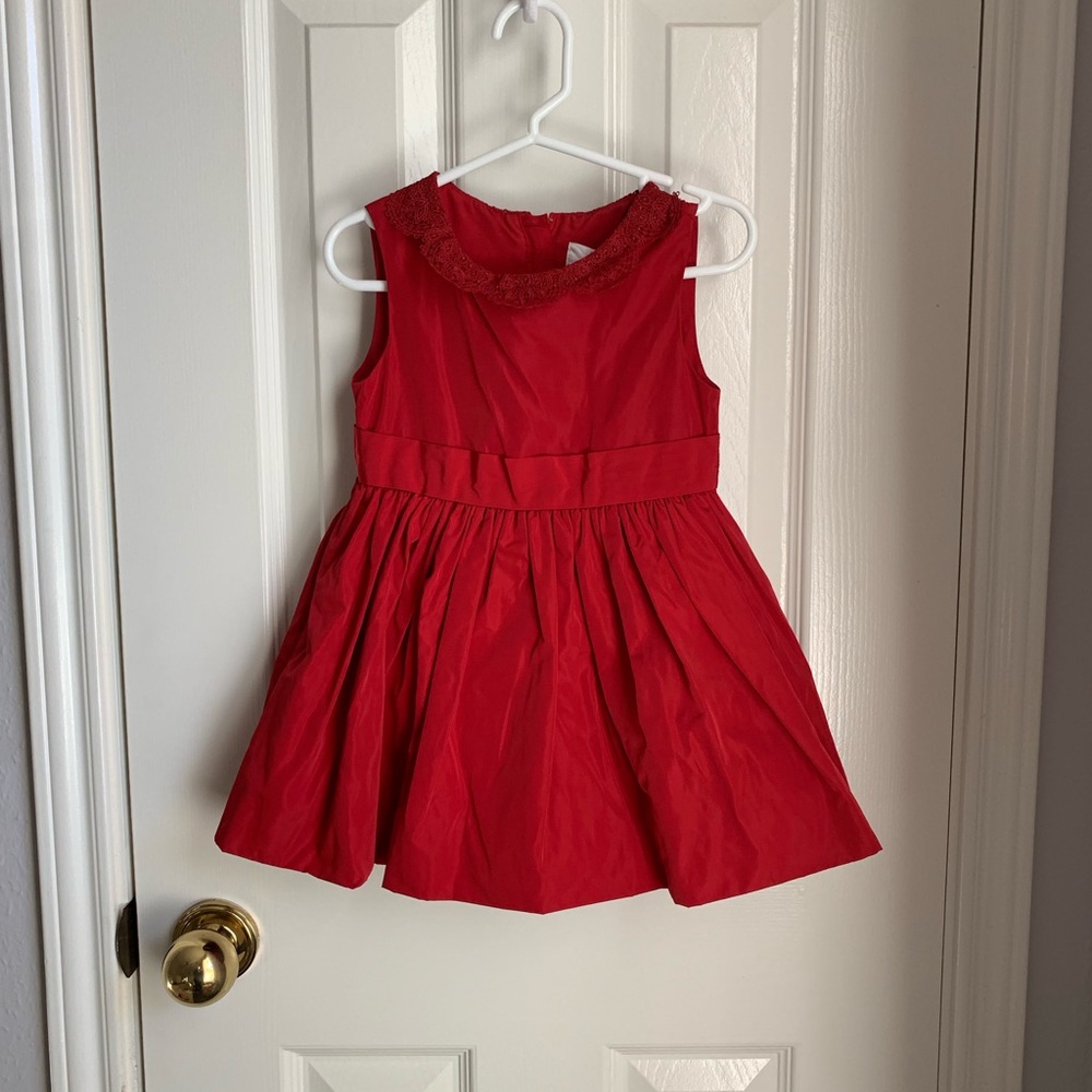 Red satin toddler dress